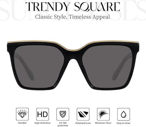 mosanana Square Trendy Polarized Oversized Sunglasses for Women Men 2025 UV400 MS52367 in Saudi Arabia
