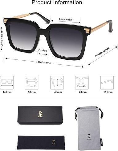 SOJOS Retro Oversized Square Sunglasses for Women Trendy Vintage Shades Classic Big Sun Glasses UV400 SJ2216 in Saudi Arabia