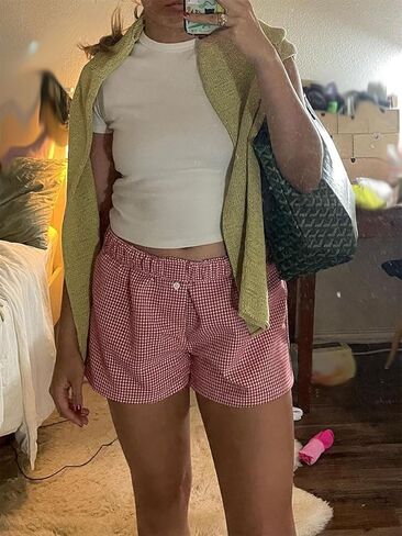 شورتات Y2K للنساء Pajamas لطيف PJ PJ قصيرة السراويل الفانيلا الصالة سراويل النوم القيعان مرنة الخصر الخجور in Saudi Arabia