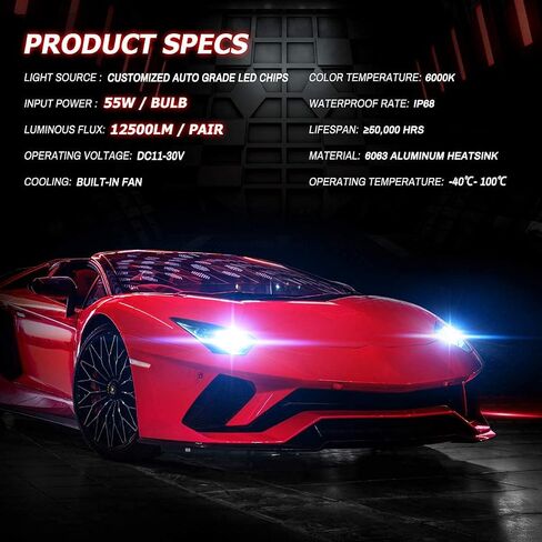 DDM Tuning Saber 55W ProX Accu/V2 LED Kit, 12500LM, 4500K, Pair,-FBA (9005/9006 / 9012 / H10) in Saudi Arabia