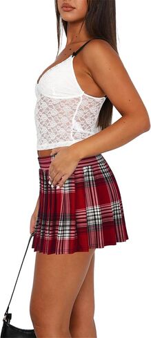 Womens Pleated Skirts Casual Y2K High Waist Tennis Skort Skater A-Line Mini Skirt with Shorts Underneath in Kuwait