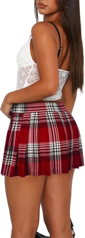 Womens Pleated Skirts Casual Y2K High Waist Tennis Skort Skater A-Line Mini Skirt with Shorts Underneath in Kuwait