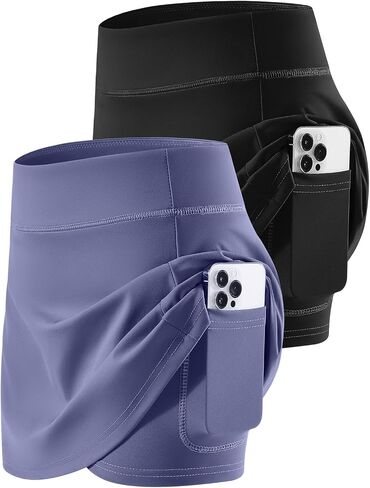 Star Vibe 2-Pack Tennis Skirt for Women with Shorts Workout Athletic Golf Skorts with Pockets Lightweight Gym Skort in Saudi Arabia