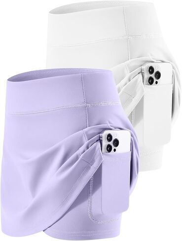 Star Vibe 2-Pack Tennis Skirt for Women with Shorts Workout Athletic Golf Skorts with Pockets Lightweight Gym Skort in Kuwait