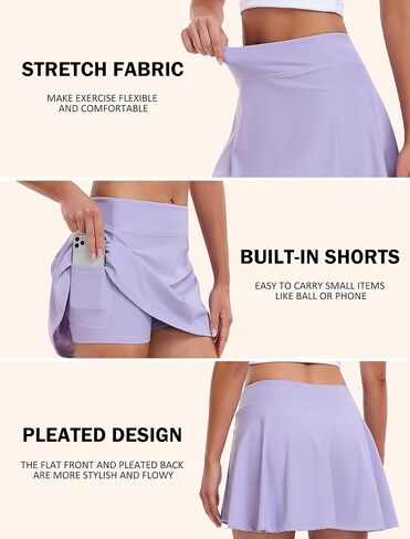 Star Vibe 2-Pack Tennis Skirt for Women with Shorts Workout Athletic Golf Skorts with Pockets Lightweight Gym Skort in Kuwait