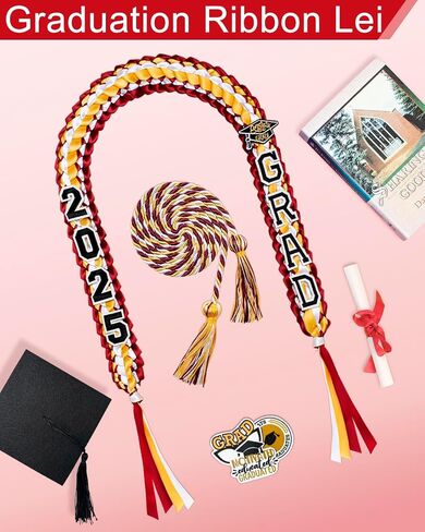 Graduation Lei Set Class of 2025 Grad Ribbon Leis with Honor Cord Double Braided Graduate Leis for Men Women in Saudi Arabia