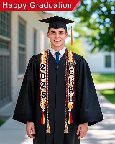 Graduation Lei Set Class of 2025 Grad Ribbon Leis with Honor Cord Double Braided Graduate Leis for Men Women in Saudi Arabia