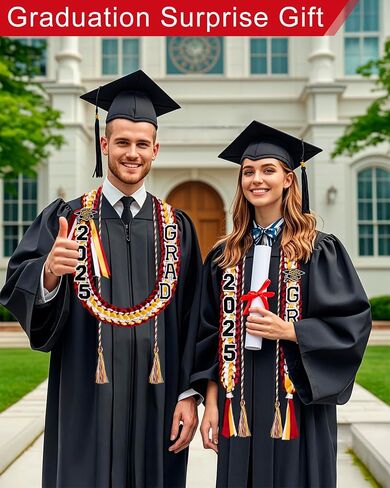Graduation Lei Set Class of 2025 Grad Ribbon Leis with Honor Cord Double Braided Graduate Leis for Men Women in Saudi Arabia