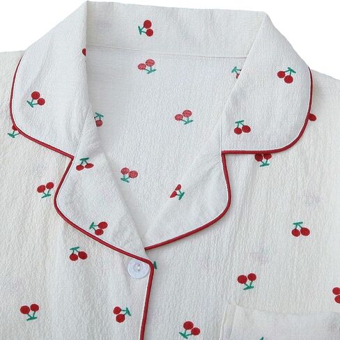 SweatyRocks Women's Matching PJS 2 قطعة لطيفة مطبوعة الأكمام قصيرة الزر الأمامية مع مجموعة بيجاما السراويل القصيرة in Saudi Arabia