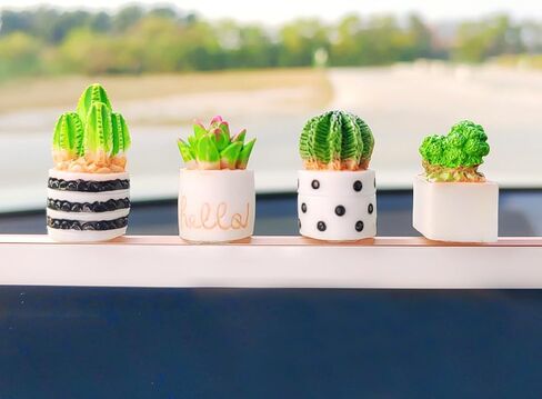 Cute Succulent Plant Car Ornaments for Dashboard, Flower Pots Rear View Mirror Accessories Car Center Screen Decoration, Car Dashboard Decor Car Accessories Interior for Women/Men in Kuwait