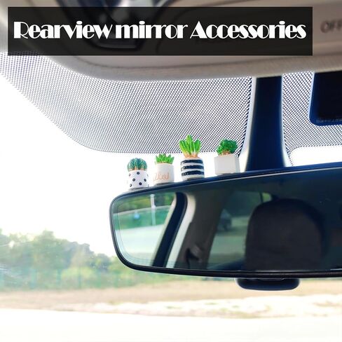 Cute Succulent Plant Car Ornaments for Dashboard, Flower Pots Rear View Mirror Accessories Car Center Screen Decoration, Car Dashboard Decor Car Accessories Interior for Women/Men in Kuwait