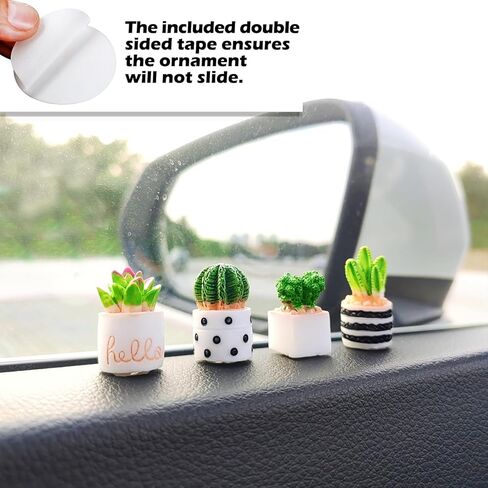 Cute Succulent Plant Car Ornaments for Dashboard, Flower Pots Rear View Mirror Accessories Car Center Screen Decoration, Car Dashboard Decor Car Accessories Interior for Women/Men in Kuwait