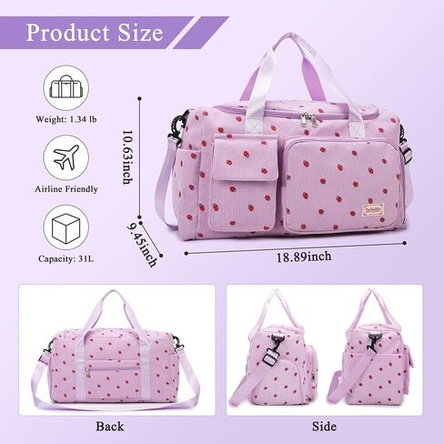 Small Gym Bags for Women, Travel Duffle Bag with Shoes Compartment, 4 in 1 Carry on Weekender Overnight Bag with Dry Wet Separated Pocket, Sport Gym Tote Bag for Yoga, Dance, Swimming, Workout, Ballet in Saudi Arabia