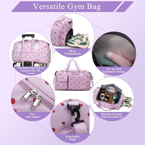 Small Gym Bags for Women, Travel Duffle Bag with Shoes Compartment, 4 in 1 Carry on Weekender Overnight Bag with Dry Wet Separated Pocket, Sport Gym Tote Bag for Yoga, Dance, Swimming, Workout, Ballet in Saudi Arabia