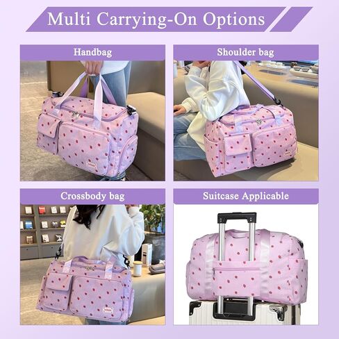 Small Gym Bags for Women, Travel Duffle Bag with Shoes Compartment, 4 in 1 Carry on Weekender Overnight Bag with Dry Wet Separated Pocket, Sport Gym Tote Bag for Yoga, Dance, Swimming, Workout, Ballet in Saudi Arabia