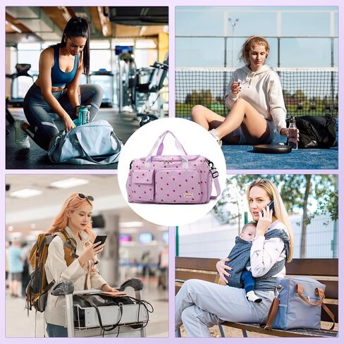 Small Gym Bags for Women, Travel Duffle Bag with Shoes Compartment, 4 in 1 Carry on Weekender Overnight Bag with Dry Wet Separated Pocket, Sport Gym Tote Bag for Yoga, Dance, Swimming, Workout, Ballet in Saudi Arabia