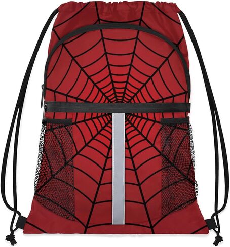 Spiders Red Web Drawstring Backpack,Waterproof Sports Gym Bag with Shoes Compartment and Bottle Holder,Travel Tote Bags for Beach,Swimming,Yoga Gifts in Kuwait
