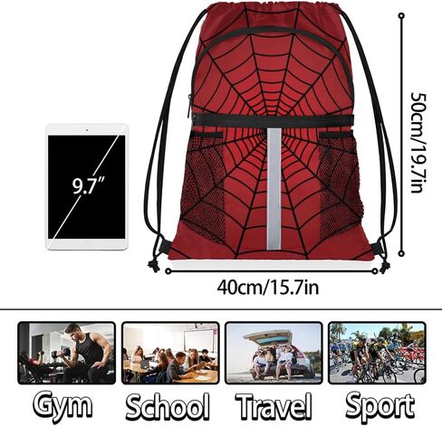 Spiders Red Web Drawstring Backpack,Waterproof Sports Gym Bag with Shoes Compartment and Bottle Holder,Travel Tote Bags for Beach,Swimming,Yoga Gifts in Kuwait