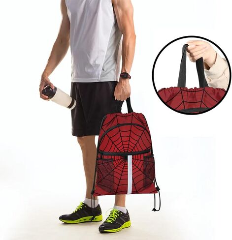 Spiders Red Web Drawstring Backpack,Waterproof Sports Gym Bag with Shoes Compartment and Bottle Holder,Travel Tote Bags for Beach,Swimming,Yoga Gifts in Kuwait