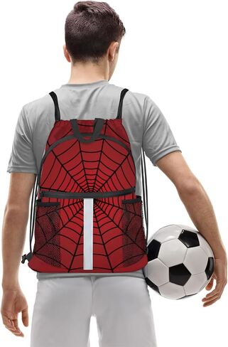 Spiders Red Web Drawstring Backpack,Waterproof Sports Gym Bag with Shoes Compartment and Bottle Holder,Travel Tote Bags for Beach,Swimming,Yoga Gifts in Kuwait