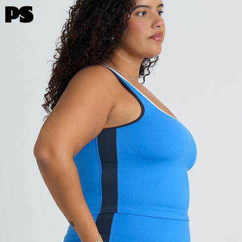 Popsugar PS Tareout Tank Tops للنساء المصابات ببني في حمالة صدر ، Racerback Sports Athletic Dertics Camisole Yoga Top with Shelf Bra in Kuwait