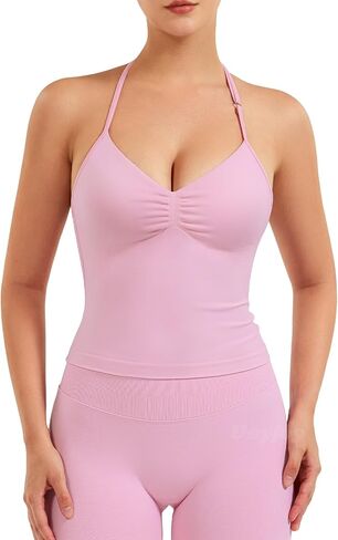 VOYJOY Impact Longline Strappy Top Workout Tank Tops for Women Impact Gym Sports Bra Camis in Saudi Arabia