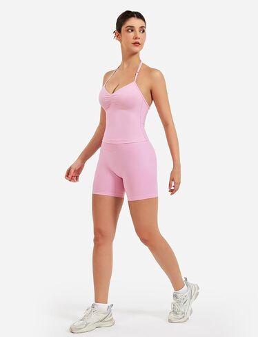 VOYJOY Impact Longline Strappy Top Workout Tank Tops for Women Impact Gym Sports Bra Camis in Saudi Arabia