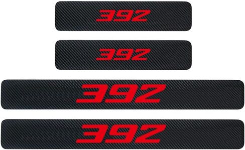 4Pcs Car Door Sill Plate Protectors Carbon Fiber Sticker Leather Decoration Door Entry Guard Scuff Plate Stickers Compatible with Chevy Camaro SS Cars Accessories in Saudi Arabia
