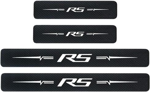 4Pcs Car Door Sill Plate Protectors Carbon Fiber Sticker Leather Decoration Door Entry Guard Scuff Plate Stickers Compatible with Chevy Camaro SS Cars Accessories in Saudi Arabia