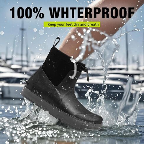 Men's Deck Boots,Ankle Rubber Rain boots Waterproof Anti-Slip Waterproof Shoes, Fishing Boating Boots Water Work Shoes for Men in Saudi Arabia
