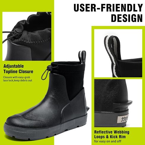 Men's Deck Boots,Ankle Rubber Rain boots Waterproof Anti-Slip Waterproof Shoes, Fishing Boating Boots Water Work Shoes for Men in Saudi Arabia