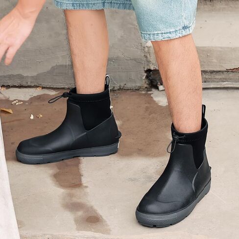 Men's Deck Boots,Ankle Rubber Rain boots Waterproof Anti-Slip Waterproof Shoes, Fishing Boating Boots Water Work Shoes for Men in Saudi Arabia