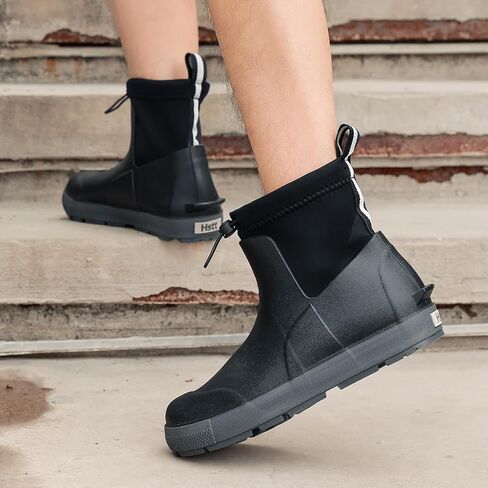 Men's Deck Boots,Ankle Rubber Rain boots Waterproof Anti-Slip Waterproof Shoes, Fishing Boating Boots Water Work Shoes for Men in Saudi Arabia