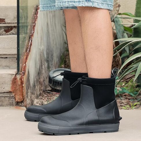 Men's Deck Boots,Ankle Rubber Rain boots Waterproof Anti-Slip Waterproof Shoes, Fishing Boating Boots Water Work Shoes for Men in Saudi Arabia