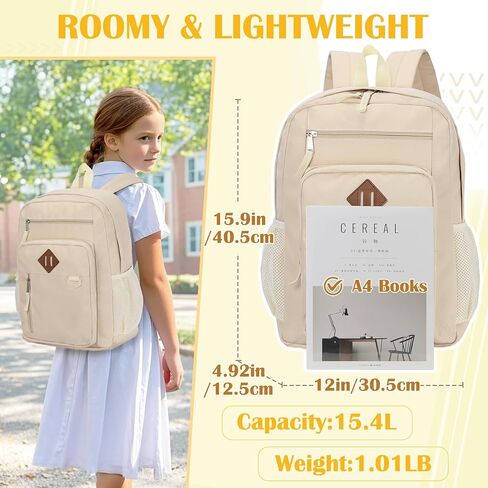 VX VONXURY Kids Backpack, Classical Middle School Bookbag, Lightweight Water Resistant Daypack for Teens Boys Girls (Black) in Kuwait