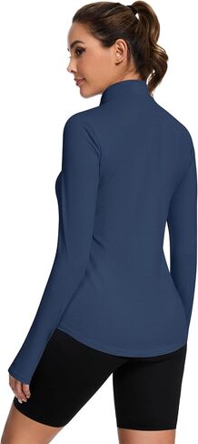 Loovoo Long Sleeve UPF50+ Workout Tops Sun Protection 1/4 Zip Summer Quick Dry Hiking Shirts Lightweight Pullover Women in Saudi Arabia