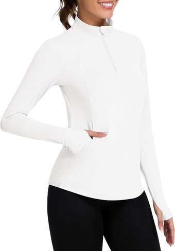 Loovoo Long Sleeve UPF50+ Workout Tops Sun Protection 1/4 Zip Summer Quick Dry Hiking Shirts Lightweight Pullover Women in Saudi Arabia
