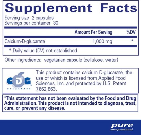 Pure Encapsulations Calcium-D-Glucarate | Supplement to Support Cellular Health in The Liver, Lungs, Breast, and Colon* | 60 Capsules in Saudi Arabia