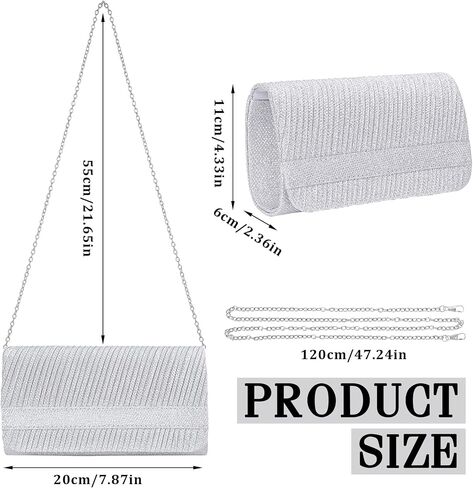 Larcenciel Elegant Evening Clutch Purse for Woman with Chain Strap for Party, Wedding, Prom, Formal Event, 8 x 4 x 2.4 inches in Saudi Arabia