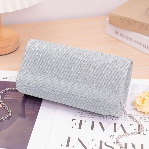 Larcenciel Elegant Evening Clutch Purse for Woman with Chain Strap for Party, Wedding, Prom, Formal Event, 8 x 4 x 2.4 inches in Saudi Arabia
