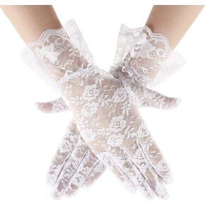 Lace Glove for Women Costume, Tea Party Gloves Vintage Short Lace Opera Glove for Opera Wedding Dinner 1920s Party