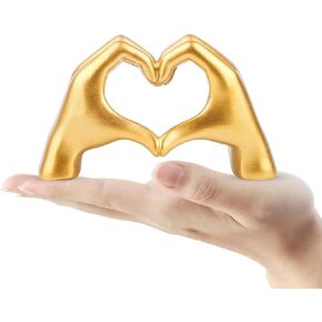 Small Gold Decor,Resin Heart Hands Sculpture for Living Room Bedroom Bookshelf Shelves Office Desk Decor,Love Finger Modern Statue for Wedding Decorations,Unique Birthday for Women Girls.