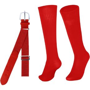Youth Baseball Socks Softball Soccer Socks and Adjustable Belt Combo Set for Youth Boys Girls