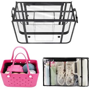 ZIFTY Clear Beach Bag Organizer Bogg Bag Insert Compatible with Bogg Bag X Large Size for Beach tote Bag and Pool Essentials Transparent Bag Organizer and Divider