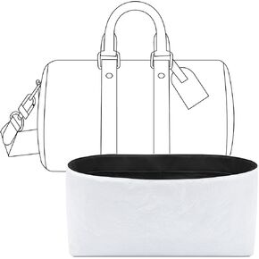 Handbag Organizer Insert for LV Keepall Bandoulière 25, Custom Fit Inside Premium Matte Black Lightweight Water Resistant Purse Insert Accessories