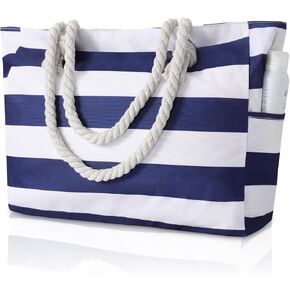 Beach Bags for Women - Large Beach Tote Bag Waterproof Sandproof with Zipper, Swiming Pool Bag Large Tote