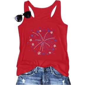 MNLYBABY USA Sequin Tank Top Women Sparkly Fireworks Sleeveless Shirt Glitter 4th of July Patriotic American Flag Tops