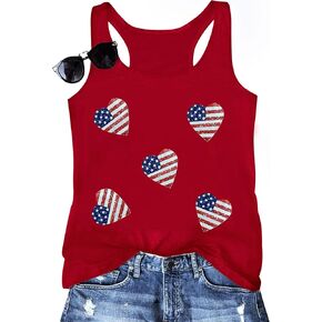 4th of July Tank Tops for Women Patriotic American Flag Racerback Sleeveless Shirts Independence Day Vest Tee