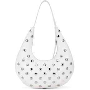 Studded Purse Y2k Bag Small Shoulder Bags for Women Trendy Crescent Studded Handbag Hobo Underarm Bag