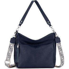 Genuine Leather Purse for Women, Soft Leather Crossbody Hobo Bag with 2 Removable Straps Womens Purses and Handbags